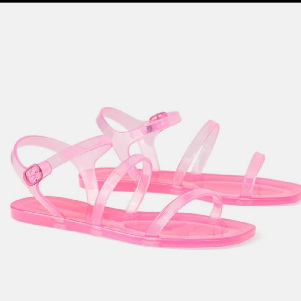 ZARA pink rubber flat sandal